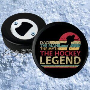 NEW**Christmas**Dad, Man, Myth, Hockey Legend Puck Bottle Opener